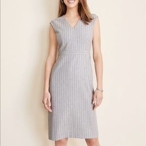 The V-Neck Dress in Pinstripe bi-stretch